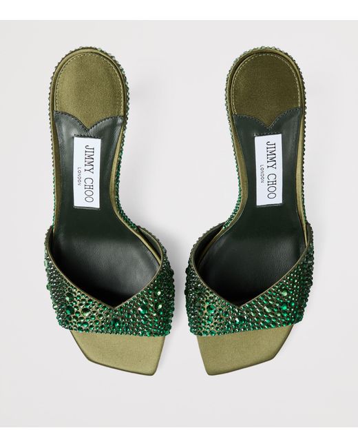 Jimmy Choo Green Skye 70 Embellished Satin Sandals