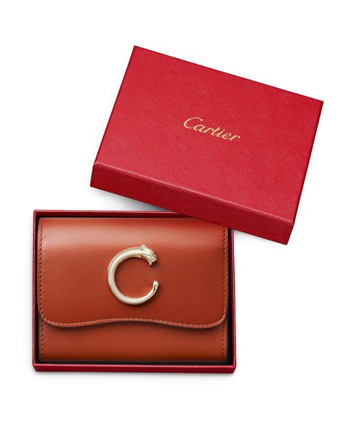 Cartier Orange Leather Panthère De Wallet