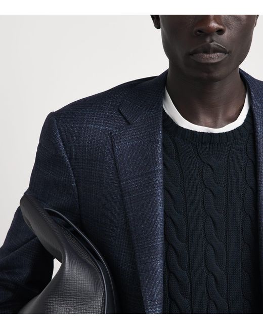 Canali Blue Wool-Cashmere-Silk Blazer for men