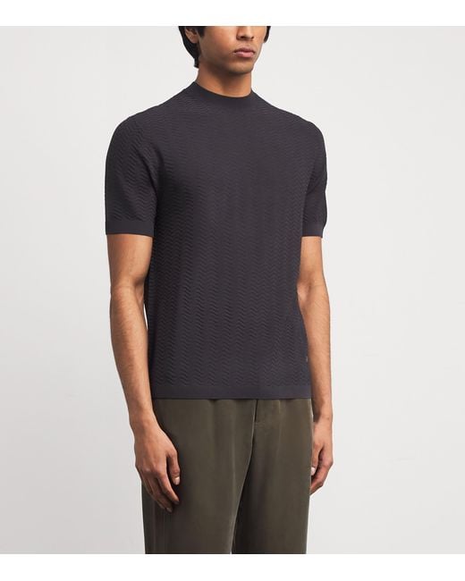 Emporio Armani Black Embossed T-Shirt for men
