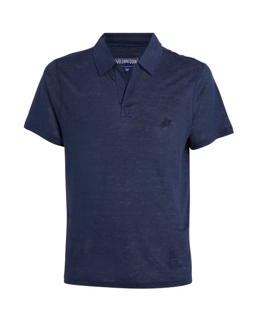 Vilebrequin Blue Linen Pyramid Polo Shirt for men