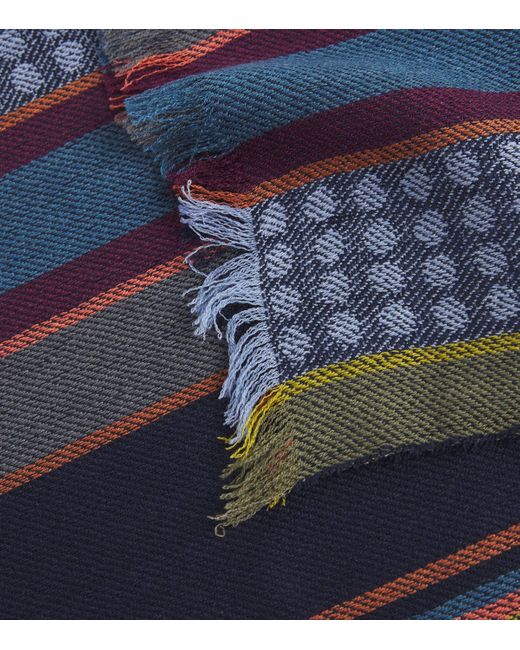 Paul Smith Blue Wool-Silk Artist Stripe Scarf for men