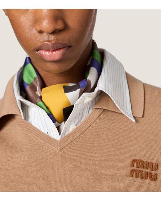 Miu Miu White Cotton Stripe Shirt