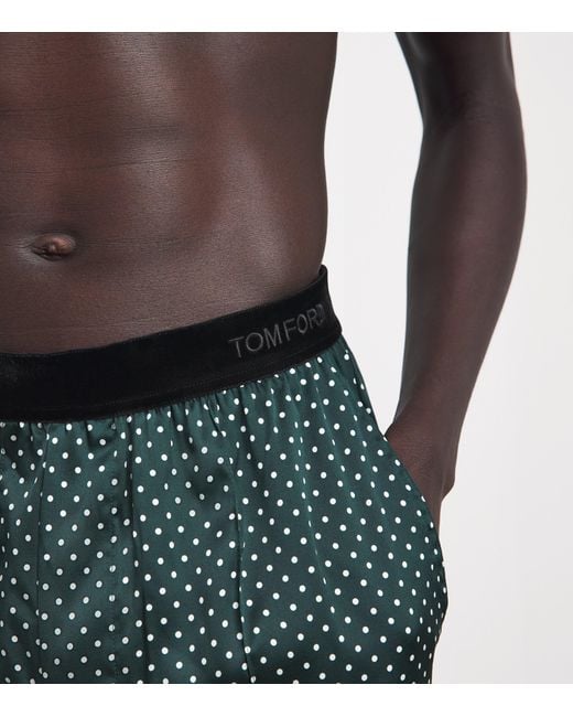 Tom Ford Gray Stretch-Silk Polka Dot Pyjama Bottoms for men
