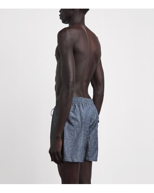 Isaia Blue Printed Swim Shorts for men