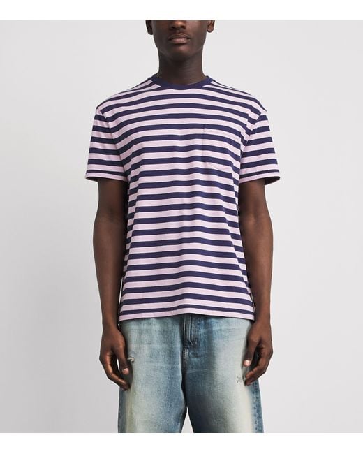 Polo Ralph Lauren Blue Cotton Stripe Classic Fit T-Shirt for men