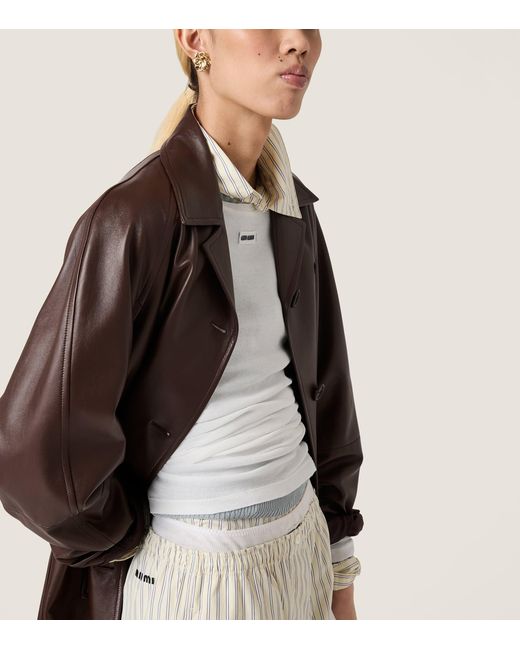 Miu Miu Brown Nappa Leather Coat