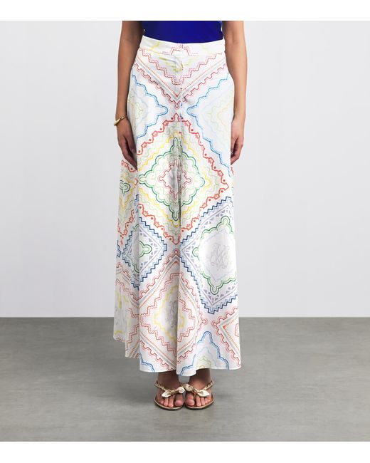Mary Katrantzou White Cotton-Blend Como Maxi Dress