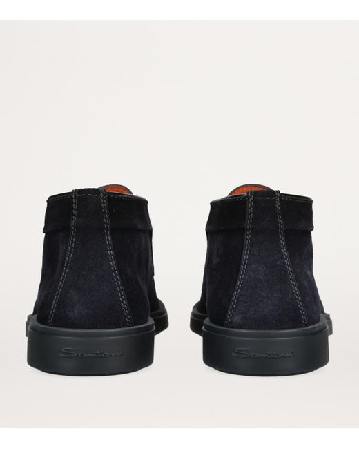 Santoni Blue Suede Detroit High-Top Loafers for men