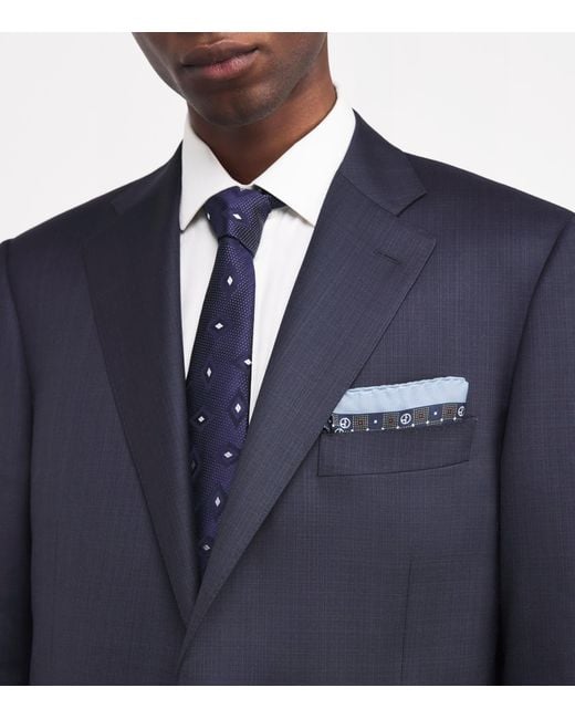 Giorgio Armani Blue Silk Monogram Pocket Square for men