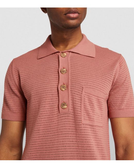 Frescobol Carioca Red Cotton Waffle-knit Polo Shirt for men