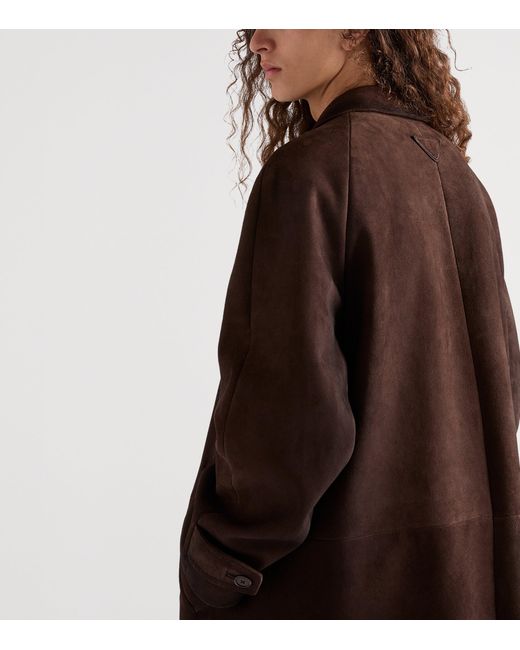 Prada Brown Suede Trench Coat for men