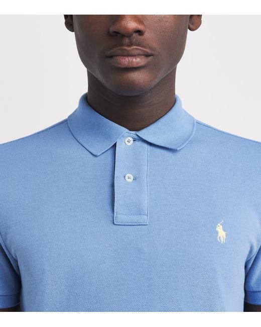 Polo Ralph Lauren Blue Cotton Mesh Pony Polo Shirt for men