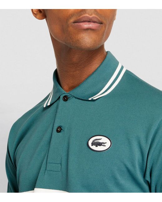 Lacoste Green Striped Logo Polo Shirt for men