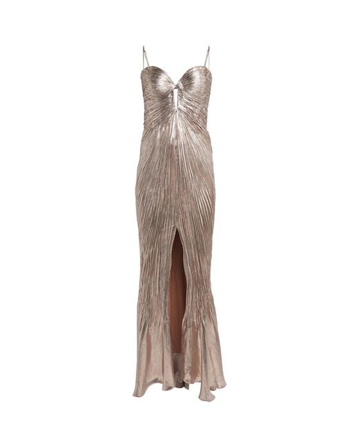 Maria Lucia Hohan Natural Metallic Silk Mirren Maxi Dress