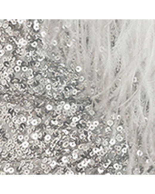 Dolce & Gabbana Gray Sequin-embellished Feather-trim Mini Dress