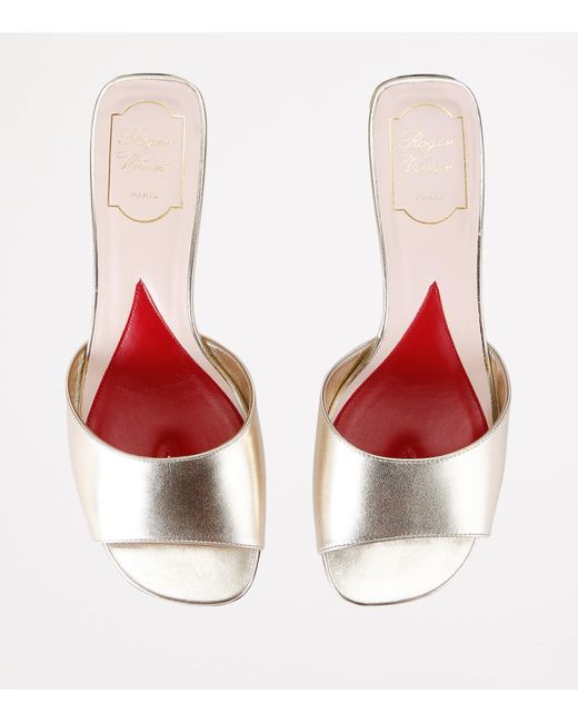 Roger Vivier Natural Leather Crystal-Embellished Mules