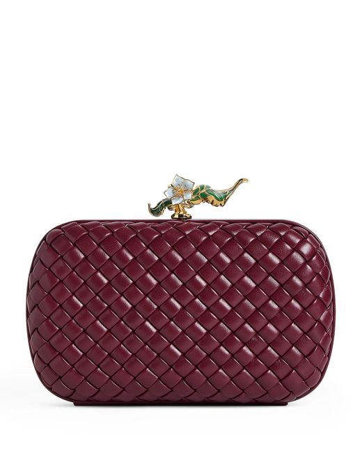 Bottega Veneta Red Exclusive Lambskin Flower Minaudiere Clutch Bag
