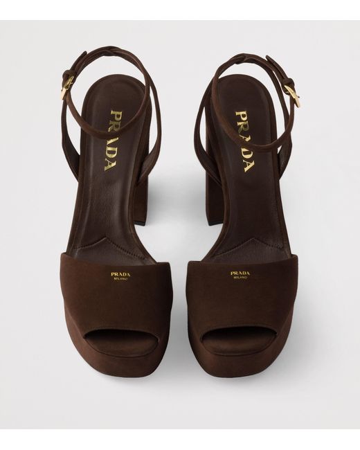 Prada Brown Suede Platform Sandals 115