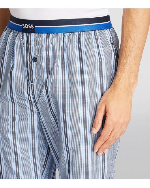 Boss Blue Check Pyjama Trousers for men