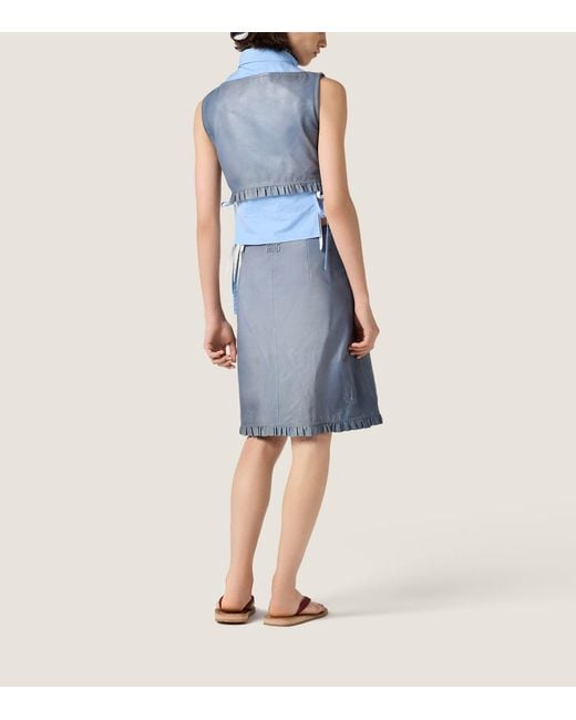 Miu Miu Blue Nappa Leather Cropped Top