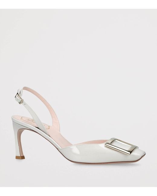 Roger Vivier Metallic Patent Leather Trompette Slingback Pumps 70