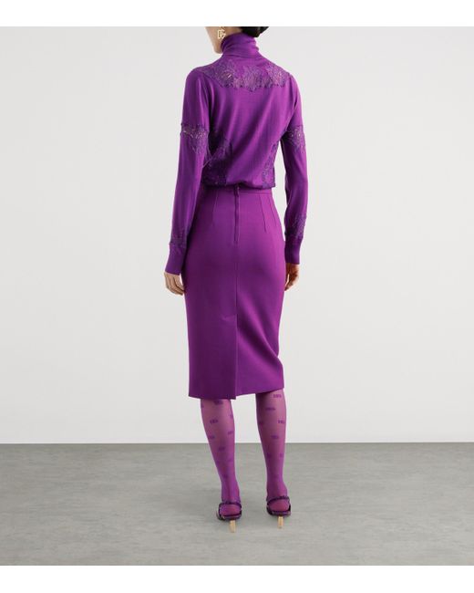 Dolce & Gabbana Purple Metallic Logo Skirt