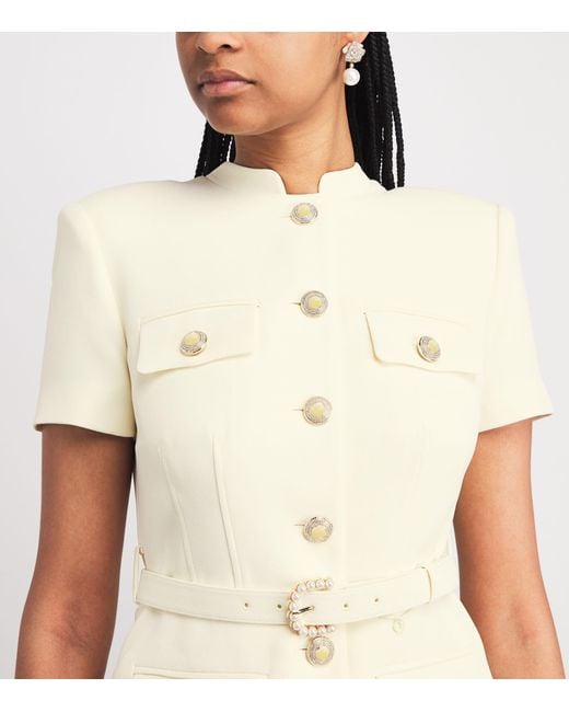 Self-Portrait Metallic Crepe Peplum Midi Dress
