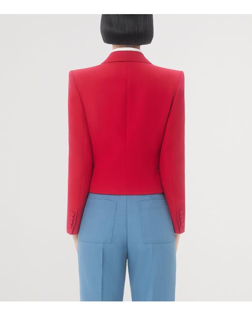 Valentino Red Virgin Wool Cropped Blazer