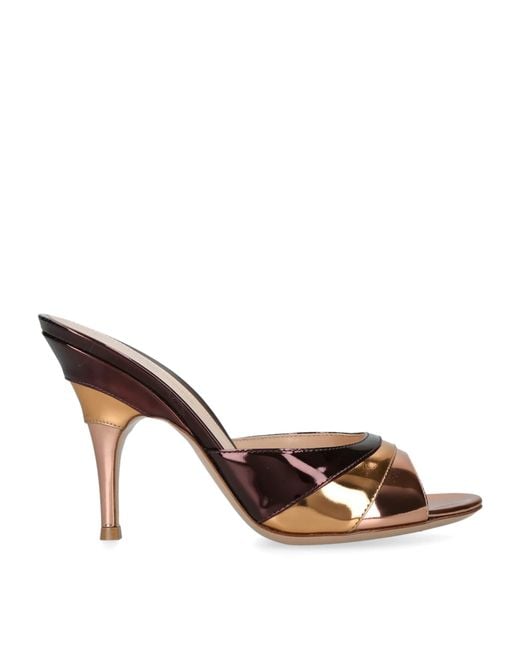 Gianvito Rossi Brown Metallic Leather Marea Heeled Mules 95