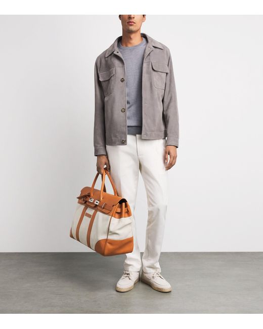 Lardini Gray Sheepskin Suede Jacket for men