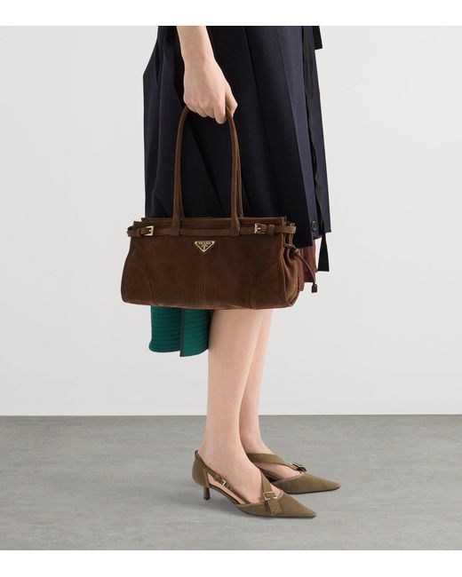 Prada Brown Medium Nubuck Leather Bonnie Top-Handle Bag