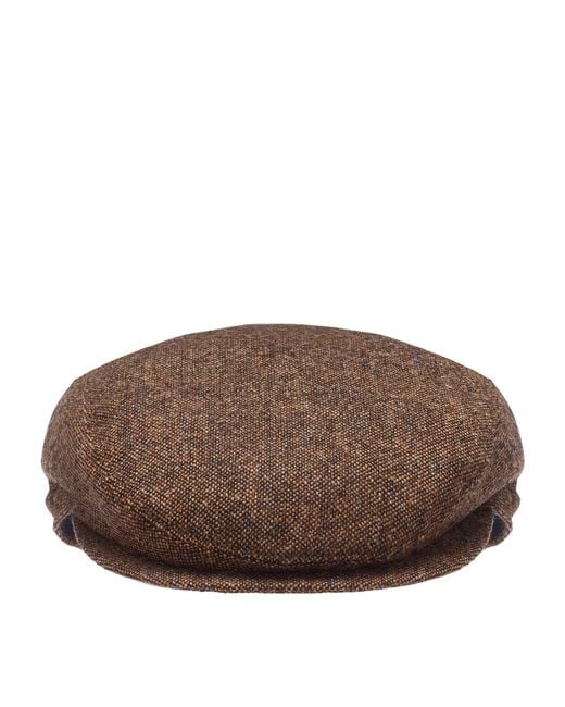 Swaine Brown Wool Tweed Slim Cap for men