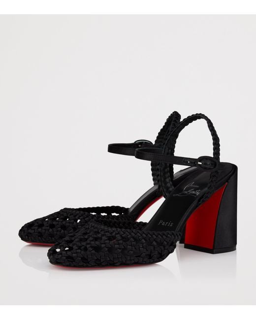 Christian Louboutin Black Jane Pump Nandina Silk Woven Pump 85