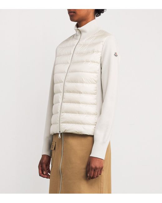 Moncler White Down Panelled Cardigan