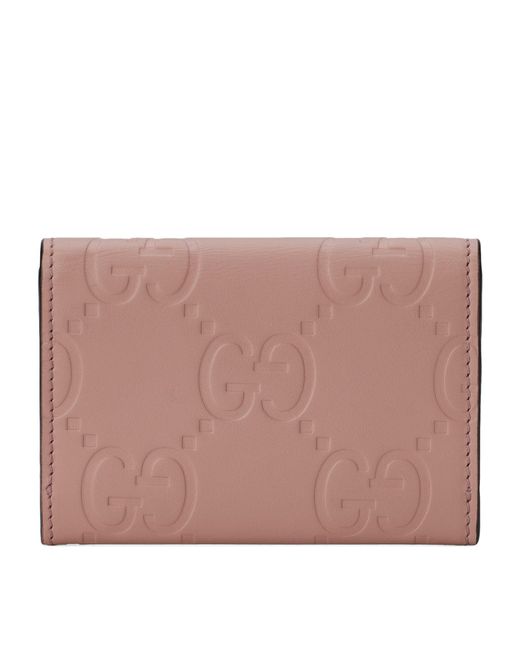 Gucci Pink Debossed Leather Gg Card Holder