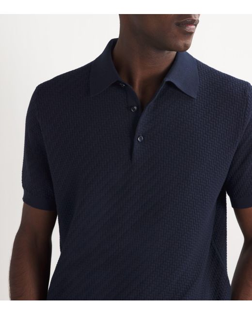 Brioni Blue Cotton-Silk-Cashmere Polo Shirt for men