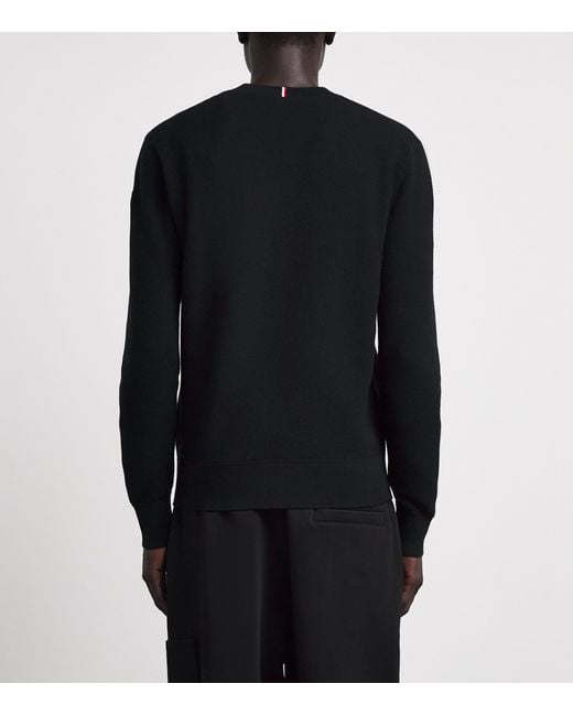 Moncler Black Cotton Textured Knit Sweater for men