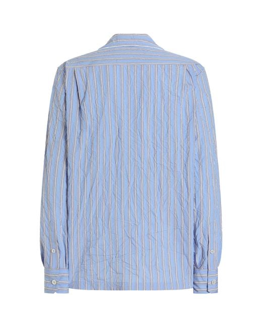Dolce & Gabbana Blue Crinkle-Effect Stripe Shirt for men