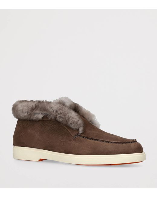 Santoni Brown Suede Hadeel Ankle Boots