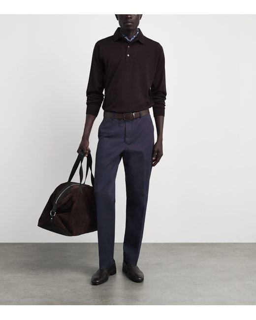 Ralph Lauren Blue Wool Gabardine Straight Trousers for men