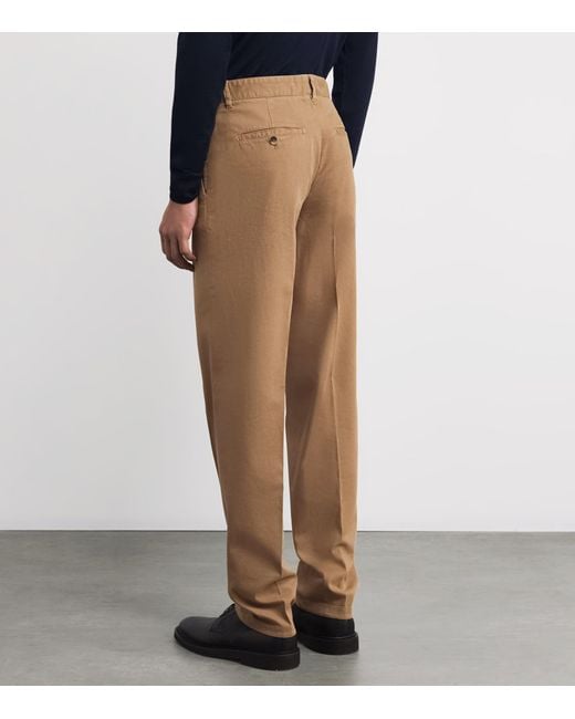 Isaia Natural Stretch-Cotton Chinos for men