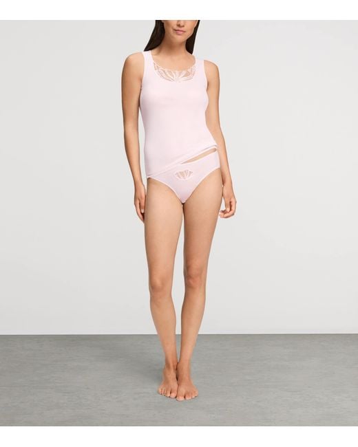 Hanro Pink Cotton Rosaria Tank Top