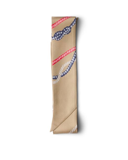 Prada White Silk Twill Ropes Print Skinny Scarf
