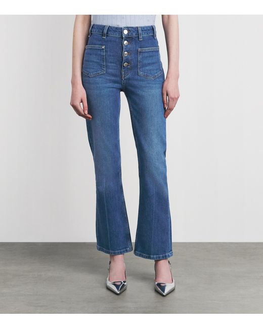 Maje Blue Patch-Pockets Flared Jeans