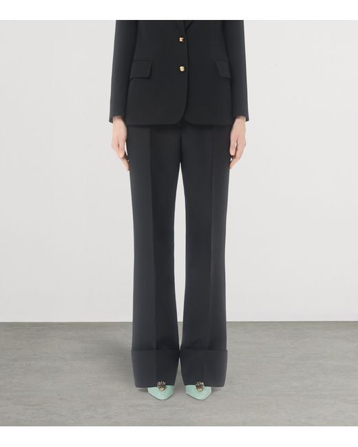 Valentino Black Virgin Wool-Silk Trousers