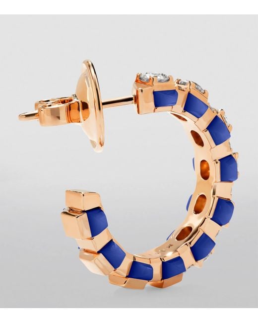 Marli New York Blue Diamond And Lapis Lazuli Tip-Top Hoop Earrings
