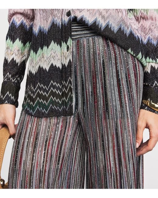 Missoni Gray Knitted Sequin Stripe Trousers