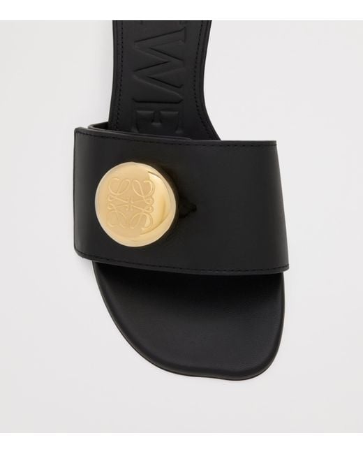 Loewe Black Leather Pebble Heeled Mules 45