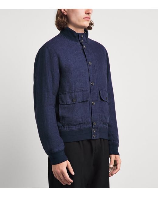 Polo Ralph Lauren Blue Linen Barrett Herringbone Jacket for men
